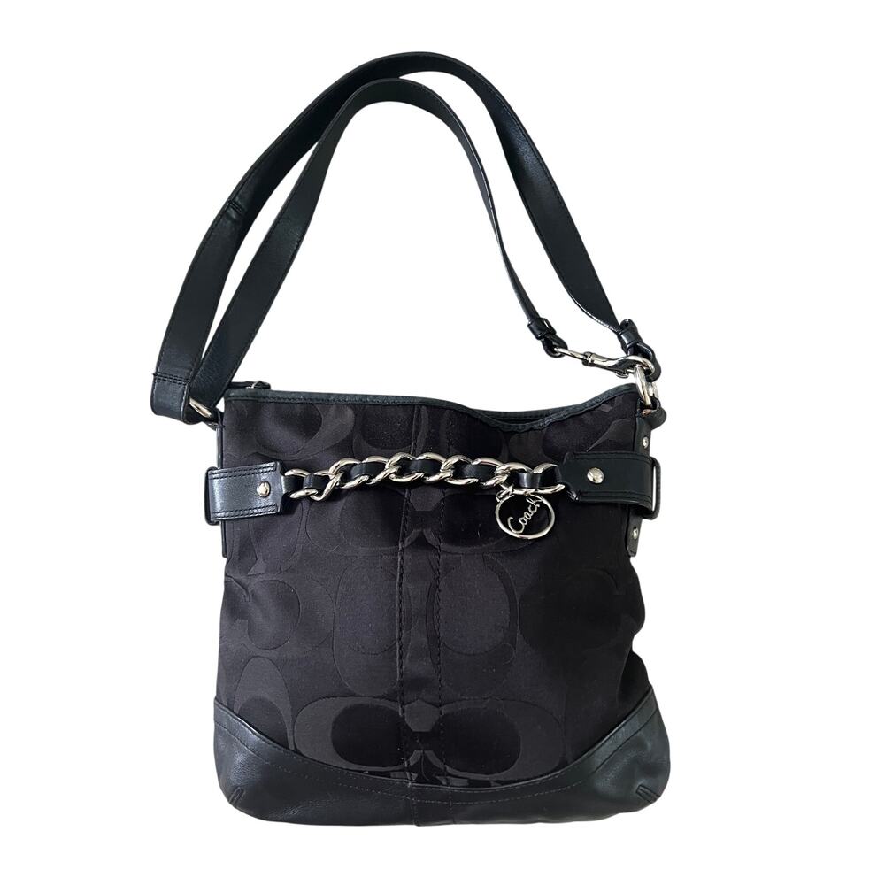 Coach Vintage Y2K Signature Optic Chain Shoulder Bag F19730 Black